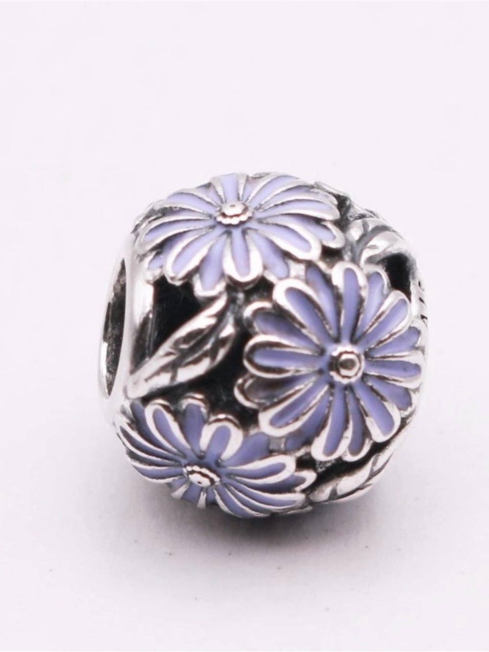 Lavender Daisy Flower Enamel Charm Bead - Women Jewelry